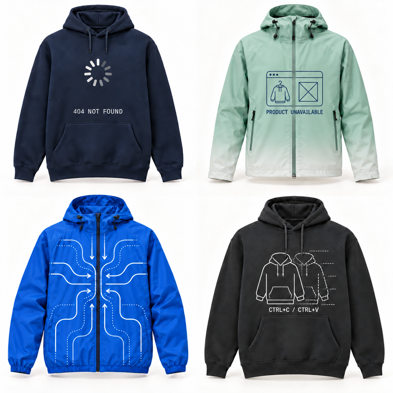 Studio photograph of the technical outerwear collection