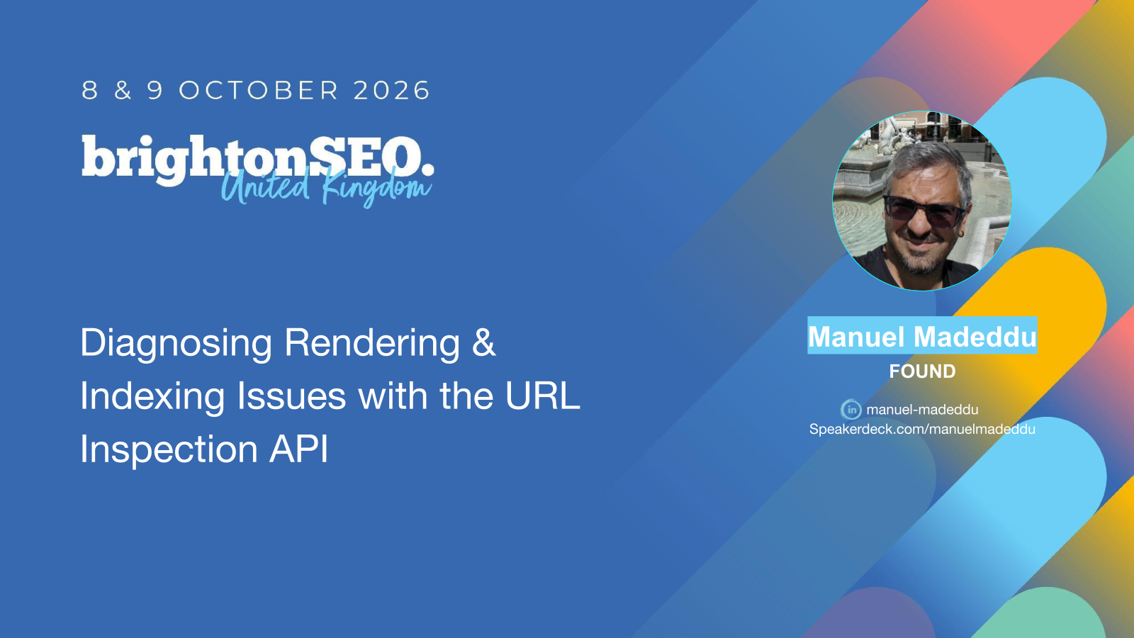 Opening slide for Diagnosing Rendering and Indexing Issues with the URL Inspection API