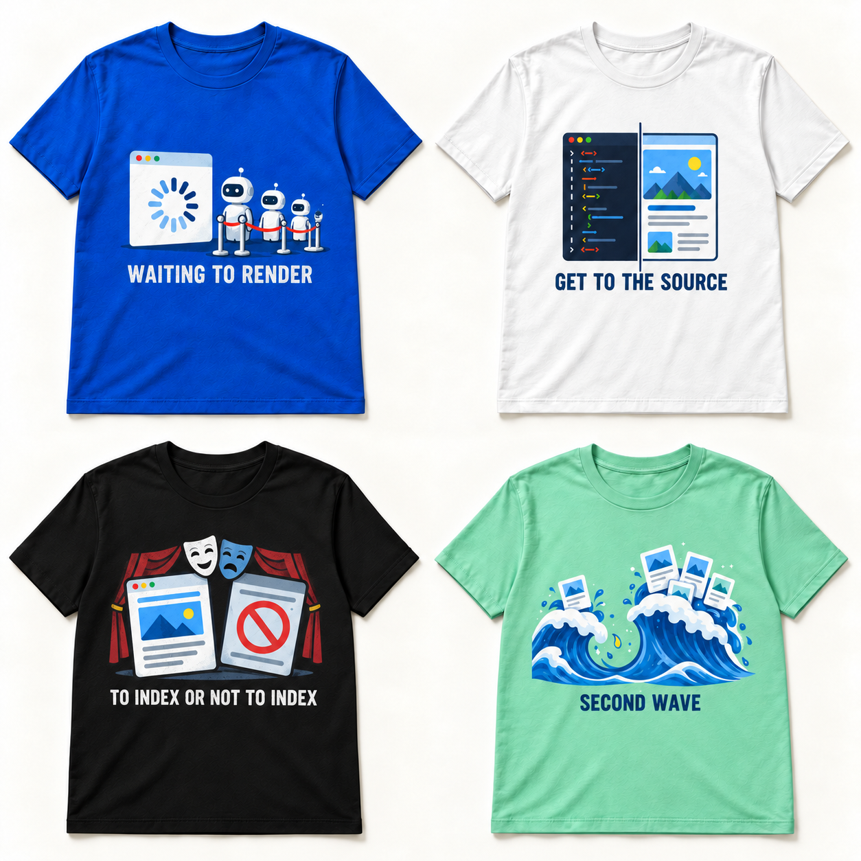 Studio photograph of the t-shirts collection